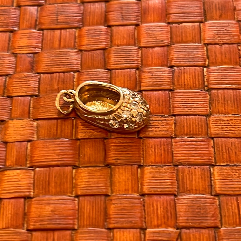 Stella & Dot Gold over Sterling baby shoe charm with CZ’s